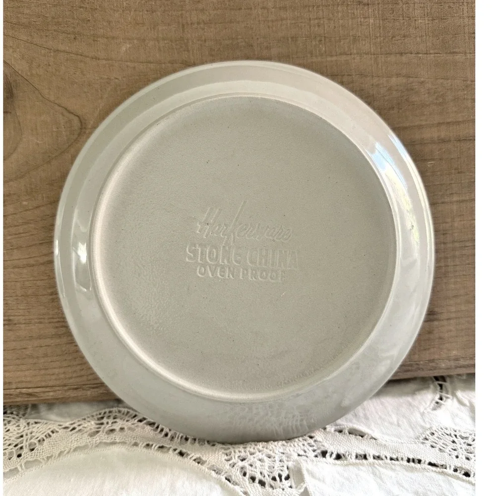 Harkerware Olympic Stone China Plate MCM Atomic Yellow Pink Blue 7.5 Vintage
